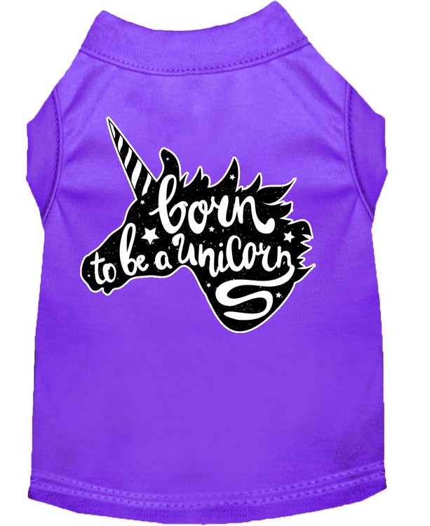 Born to be a Unicorn Screen Print Dog Shirt Purple Sm